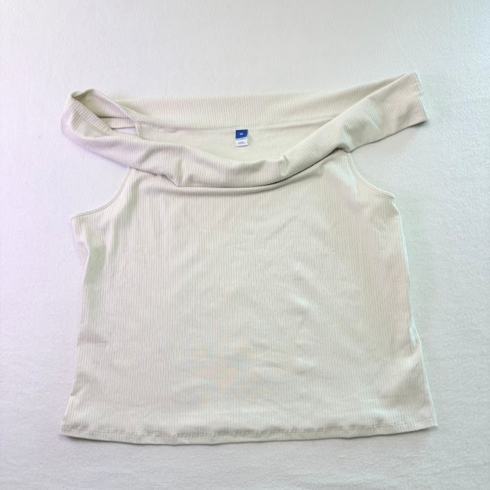 Old Navy Off Shoulder Top Womens 3X‎ Cream Ribbed Cotton Modal Stretch